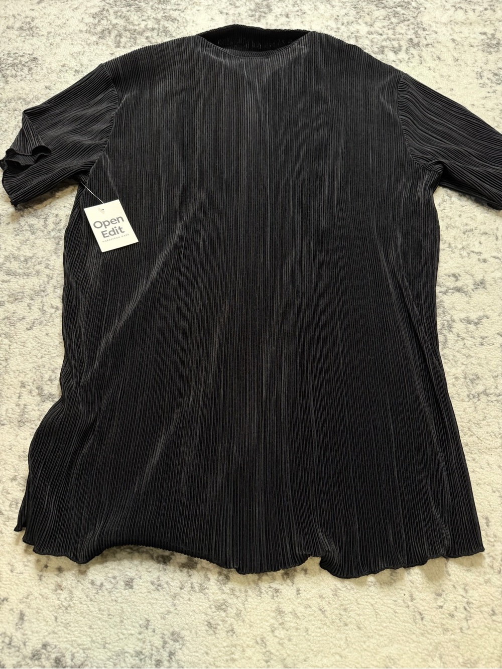 OPEN EDIT NORDSTROM Black Plisse Pleat Two Piece Shorts Pajama Set Medium - Picture 8 of 9